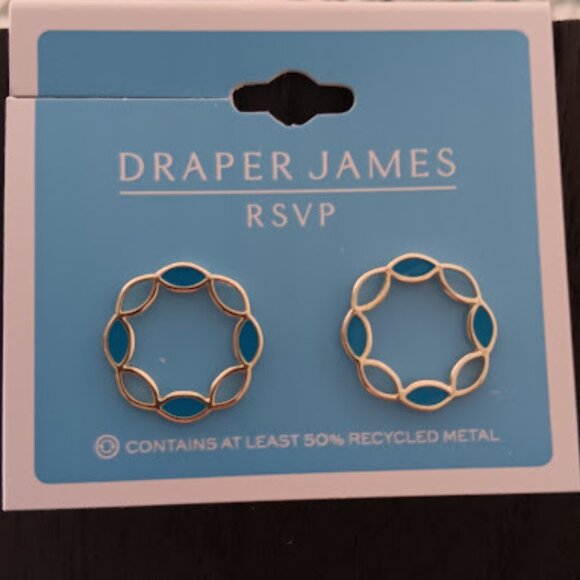 Draper James Jewelry - DRAPER JAMES Mod/Contemporary Gold Blue Enamel Open Circle Stud Earrings**NEW!